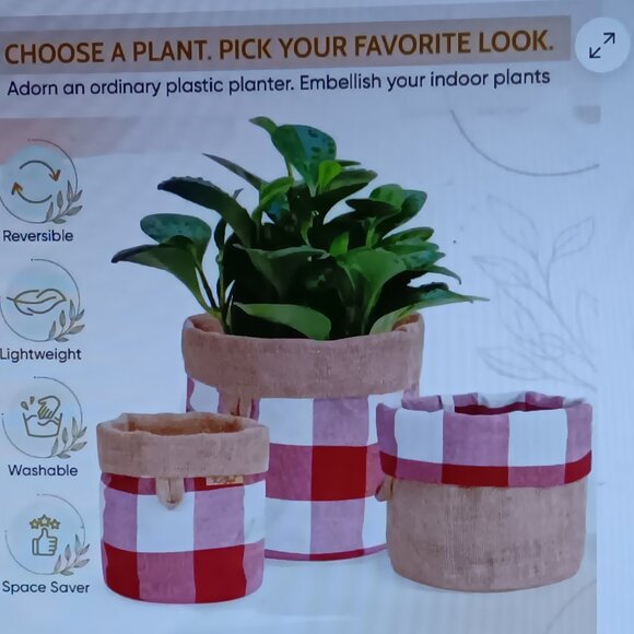 Share Plant pot holders KIIZYS Woven Indoor Planter Red Reversible 3 Pot baskets - Picture 3 of 7